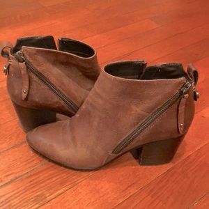 Brown soft leather booties by Steve Madden